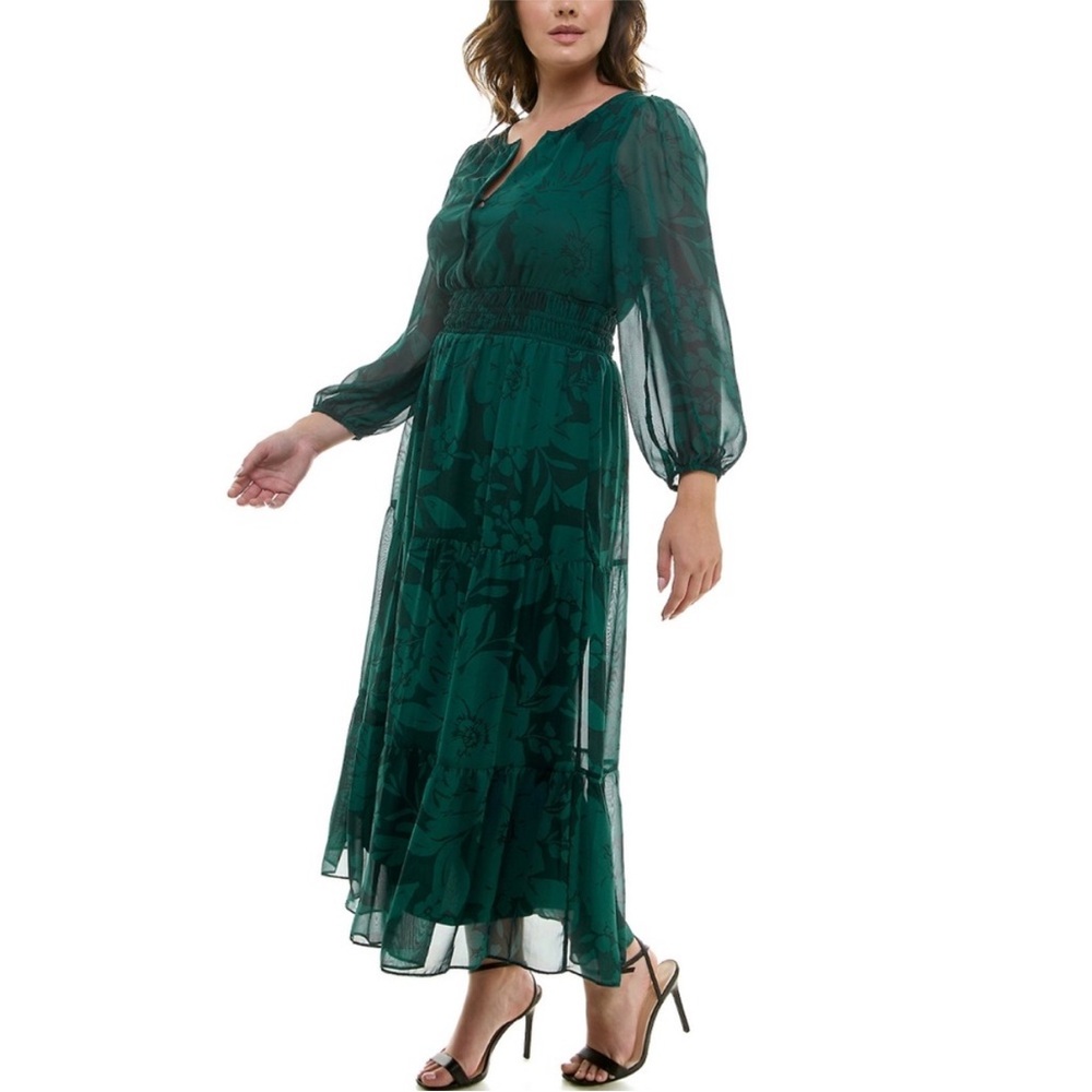 Plus Size Taylor Smocked Waist Chiffon Maxi Dress 20W - Picture 2 of 12